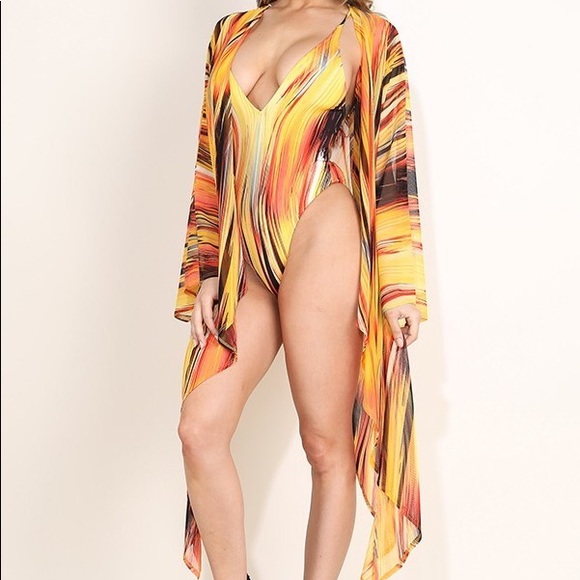 ☀️Jersey SwimSuit & Mesh Kimono Set - Picture 7 of 8